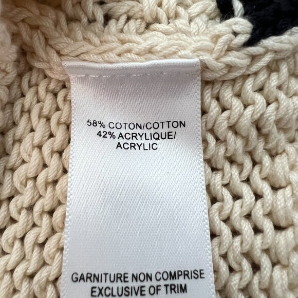 🪷CHIC by Jacob Knit Sweater Cream Black Long Sleeve Round Neck XS Fishermans - Picture 5 of 8